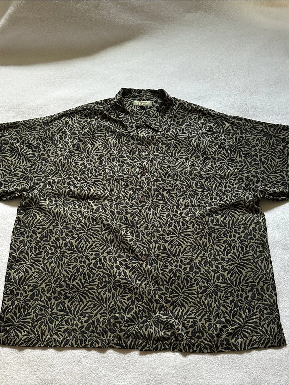Tommy Bahama Olive Green Botanical Print Short Sleeve XXL